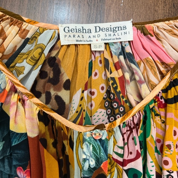 Geisha Designs Paras & Shalini Collage Dress Size S P Anthropologie Boho Peasant - Picture 13 of 16
